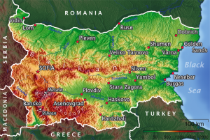 Topographical map of Bulgaria